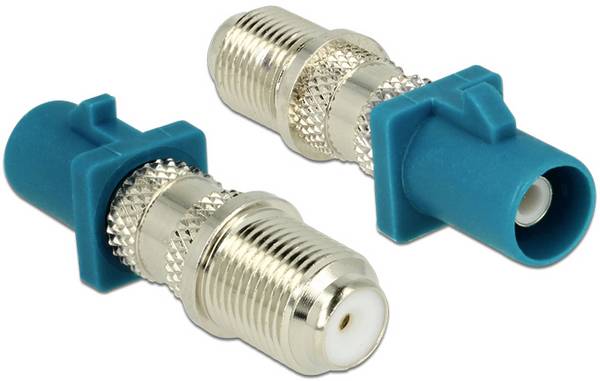 Delock Antennen, SAT Adapter [1x F-Buchse - 1x Fakra-Buchse] 0 mm  vergoldete Steckkontakte Silber, Blau