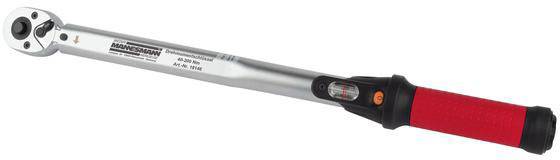 Drehmomentschlüssel mit rotem Griff, Skala auf dem Werkzeug zur Einstellung des gewünschten Drehmoments.