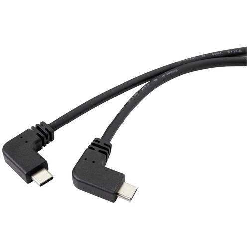Renkforce USB-Kabel USB 3.2 Gen2 (USB 3.1 Gen2) USB-C® Stecker, USB-C® Stecker 1.20 m Schwarz 90° nach links gewinkelt R...