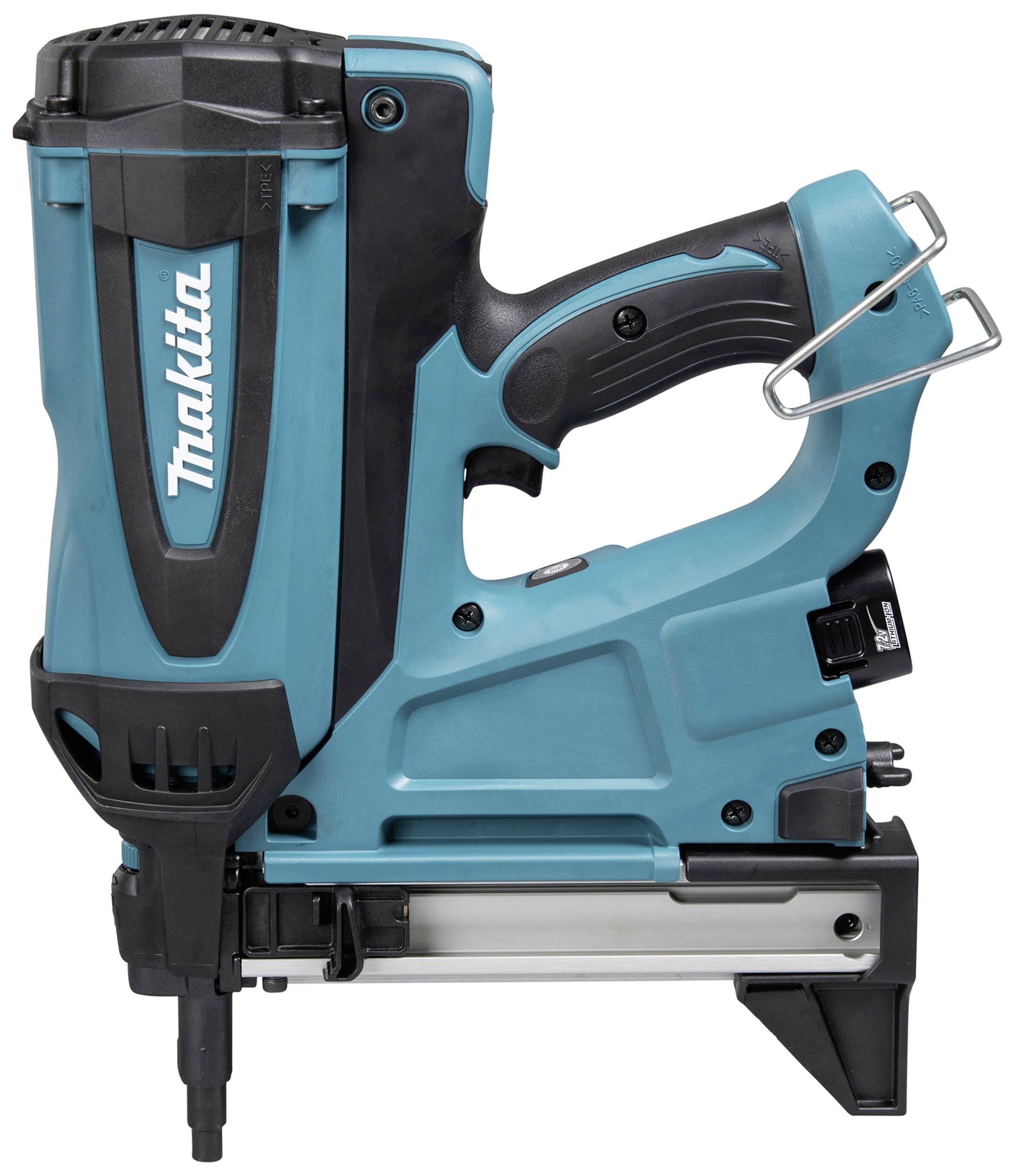 Ein türkisfarbener kabelloser Nagler.