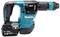 Ein blauer, kabelloser Bohrhammer mit schwarzem Griff und 18V Lithium-Batterie. Markenname und Modell sind auf der Seite sichtbar.