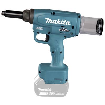 Ein kabelloser, blauer Nietpistole mit ergonomischem Griff, betrieben mit einem 18V Lithium-Ionen-Akku, zum industriellen Gebrauch.