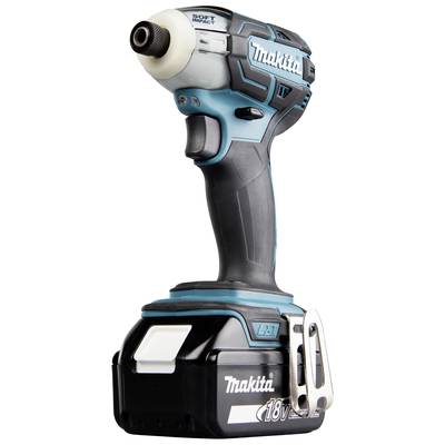 Akkuschrauber in Blau und Schwarz von Makita, Modell mit 18V Akku, ergonomisches Design, geeignet für handwerkliche Arbeiten.