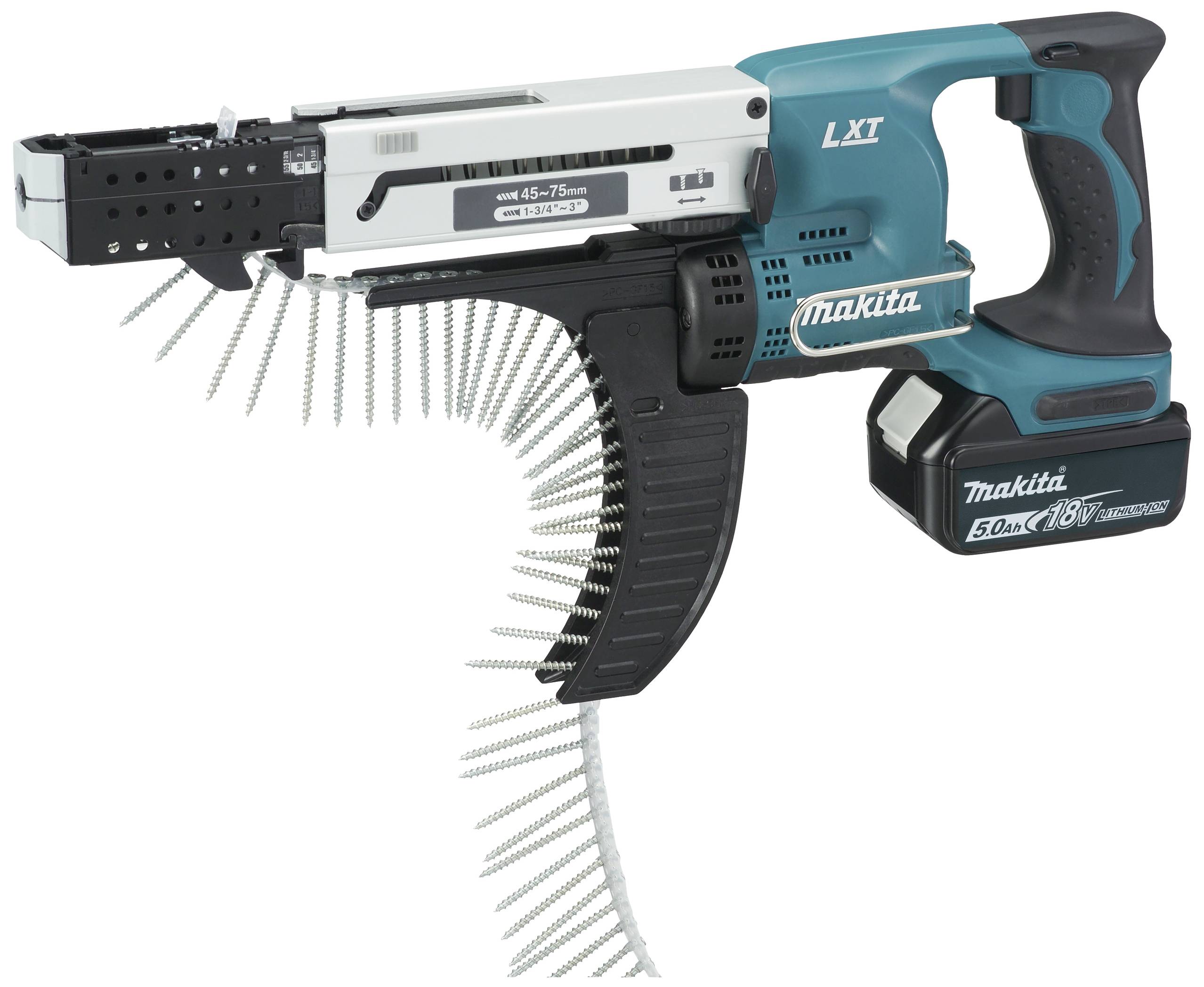 MAKITA DFR750RTE Akku-Magazinschrauber 45-75 mm 18 V / 5.0 Ah