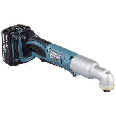 Kabelloser Winkelschleifer von Makita, Modellnummer: DTL061RFE. Er verfügt über einen ergonomischen Griff und ein Batteriefach.