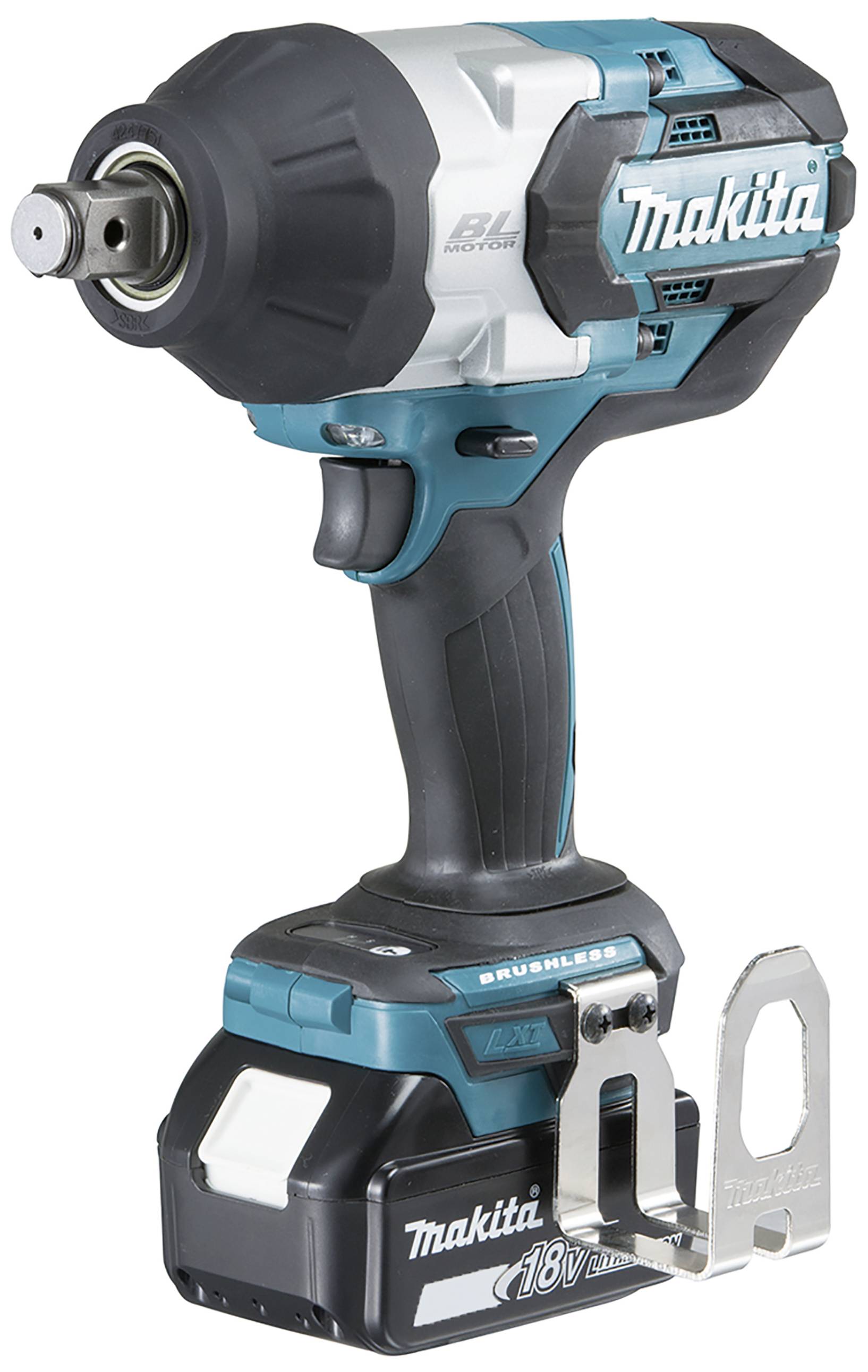 Ein kabelloser Schlagschrauber mit ergonomischem Griff und 18V Lithium-Ionen-Akku. Markenname seitlich sichtbar.