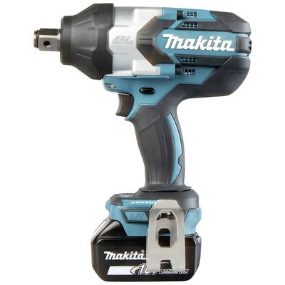 Ein leistungsstarker, kabelloser Schlagschrauber der Marke Makita mit ergonomischem Griff und Lithium-Ionen-Akku.