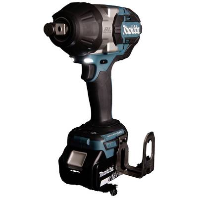 Akkuschlagschrauber von Makita, schwarz-blau mit ergonomischem Griff und 18V-Batterieanzeige, geeignet für Bau- und Reparaturarbeiten.