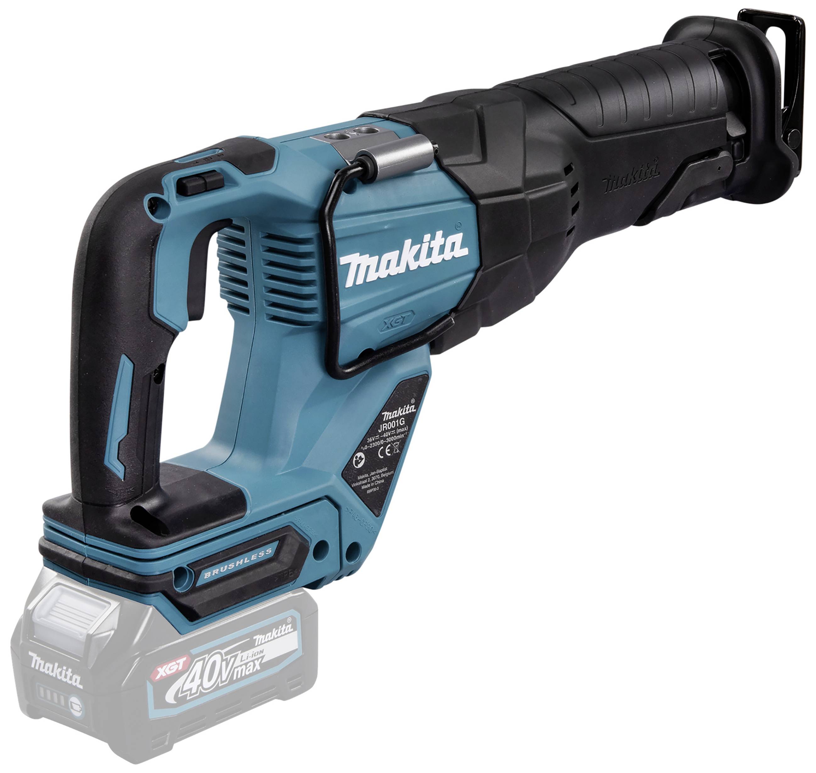Kabellose Säbelsäge mit ergonomischem Griff, blau-schwarzes Design und Makita-Logo, geeignet für Bau- und Renovierungsarbeiten.