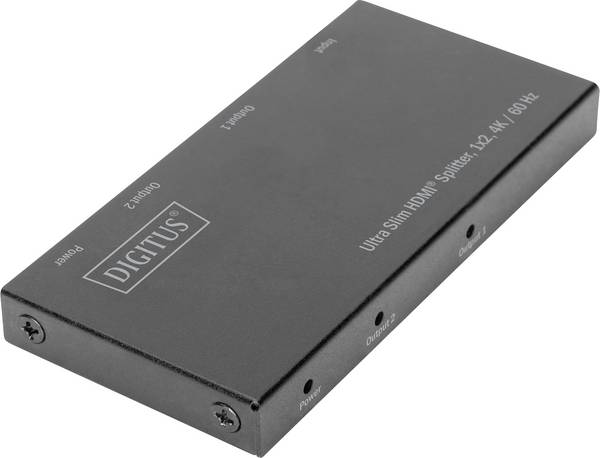 Digitus DS-45322 2 Port HDMI-Splitter LED-Anzeige, Metallgehäuse, Ultra HD-fähig 4096 x 2160 Pixel Schwarz