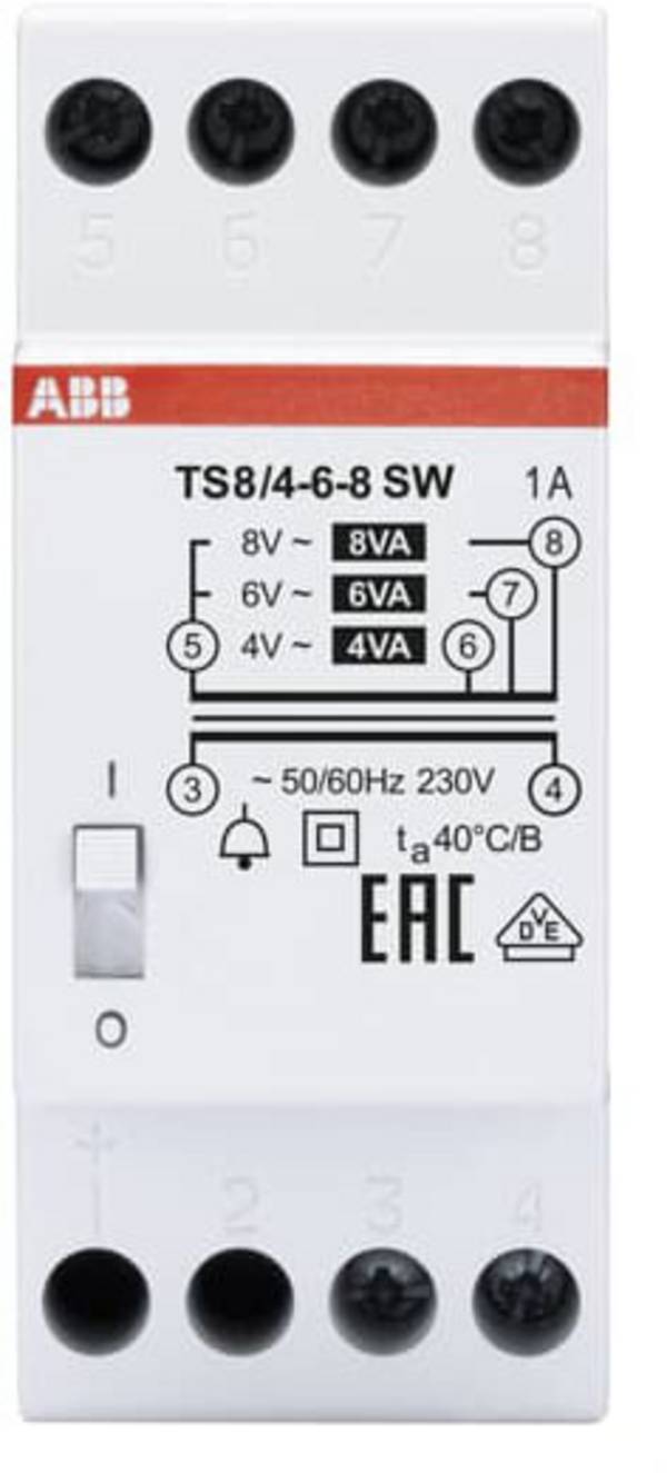ABB 2CSM081012R0811 Klingel-Transformator 4 V, 6 V, 8 V 2 A