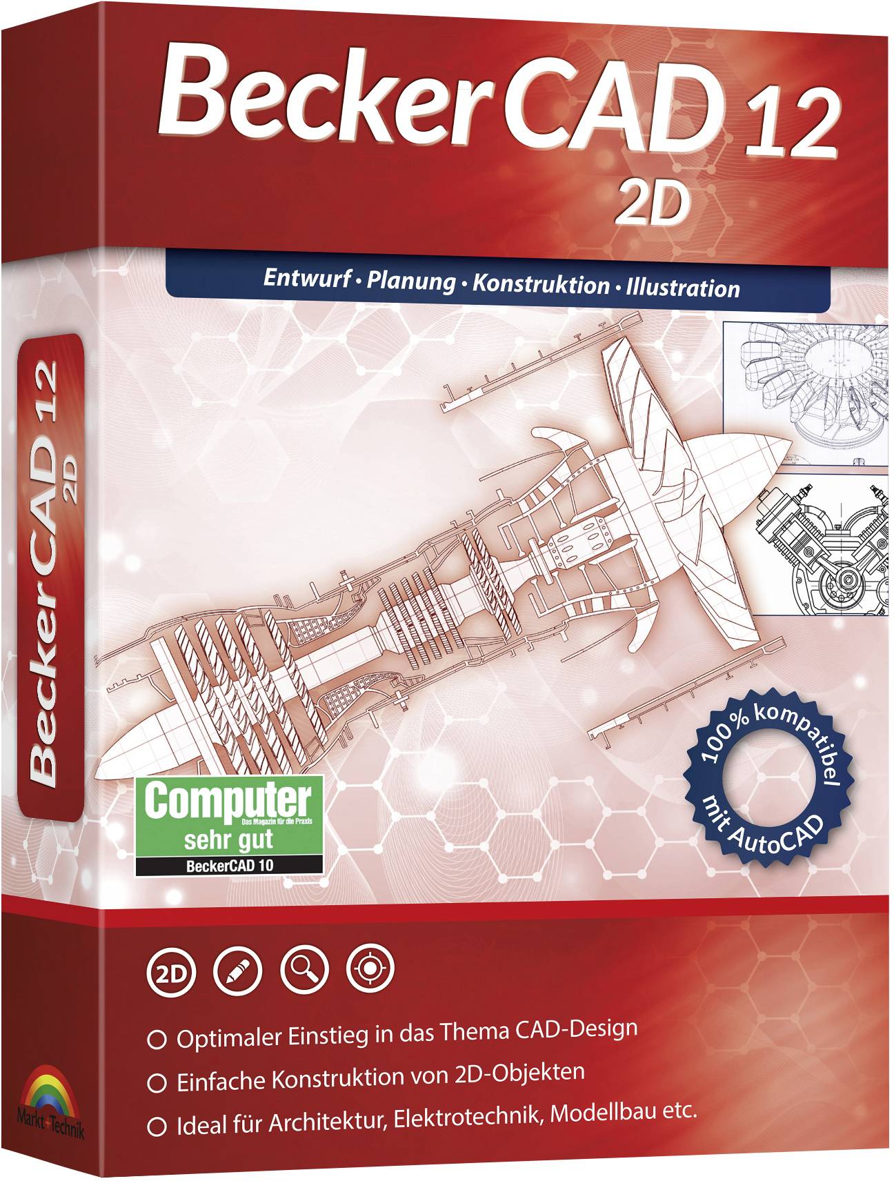 MARKT & TECHNIK BeckerCAD 12 2D Vollversion, 1 Lizenz Windows CAD-Software