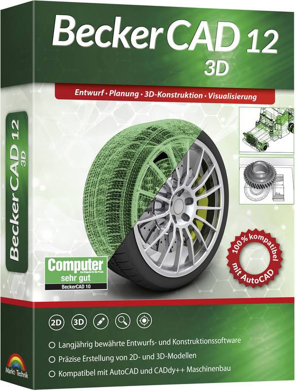 Markt & Technik 80861 BeckerCAD 12 3D Vollversion, 1 Lizenz Windows CAD-Software