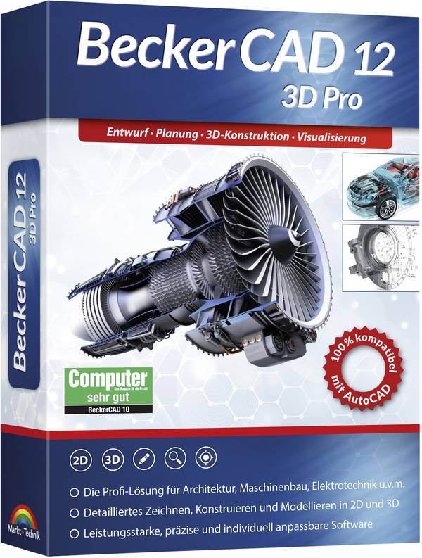 Markt & Technik 80862 BeckerCAD 12 3D PRO Vollversion, 1 Lizenz Windows CAD-Software
