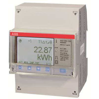 Ein elektronischer Stromzähler zeigt 22,87 kWh an. Das Display enthält Symbole und Tasten für Bedienungsfunktionen.