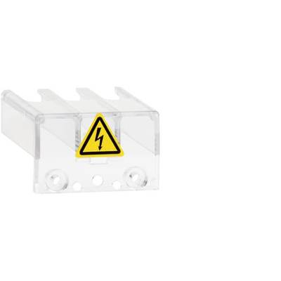 Durchsichtige Abdeckung mit gelbem Warnsymbol; Blitzpfeil kennzeichnet elektrische Gefahr.