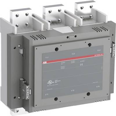 Schütz mit grauem Gehäuse, Metallanschlüssen und Seitenschaltern. Markiert mit 'AF2050-30' und Zertifizierungslogos auf der Vorderseite.