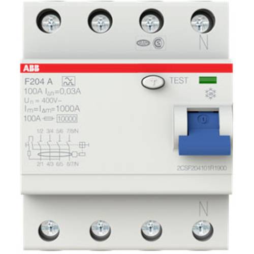 ABB 2CSF204101R1900 F204 A-100/0,03 FI-Schutzschalter A 4polig 100 A 0.03 A 400 V