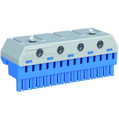 Ein blauer und grauer ABB-Leiteranschlussblock mit mehreren Anschlüssen. Dient zur elektrischen Verbindung und Isolierung von Leitern.