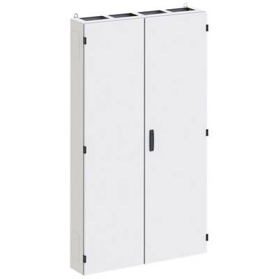 Ein weißer Metallschrank mit zwei Türen und einem schwarzen Griff, geeignet zur sicheren Aufbewahrung von Gegenständen.