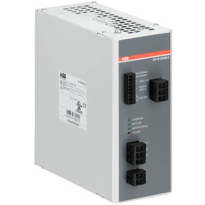 Ein grauer ABB CP-B 24/20.0 Netzteilkasten mit Lüftungsgitter oben und mehreren Anschlussmöglichkeiten an der Vorderseite.