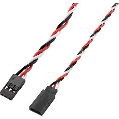 Ein Paar gedrehte Kabel mit schwarzen, roten und weißen Drähten und Steckverbindern an beiden Enden, typisch für PC-Lüfteranschlüsse.