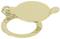 Goldener Ring mit klappbarem, runden Deckel, oft bei antiken Möbeln und Geschirr zur Abdeckung von Schlüssellöchern verwendet.