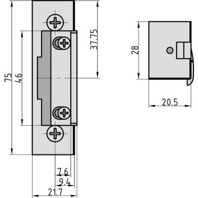 BASI | Elektrischer Türöffner | Universell für DIN rechts und links Türen |  Mit Hebel zur mechanischen Entriegelung | 10-24 Volt | Extra Flache