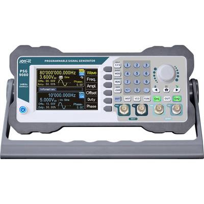 Programmierbarer Signalgenerator mit digitalem Display, Tastenfeld und Drehknöpfen zur Steuerung von Frequenz, Amplitude und Phase.