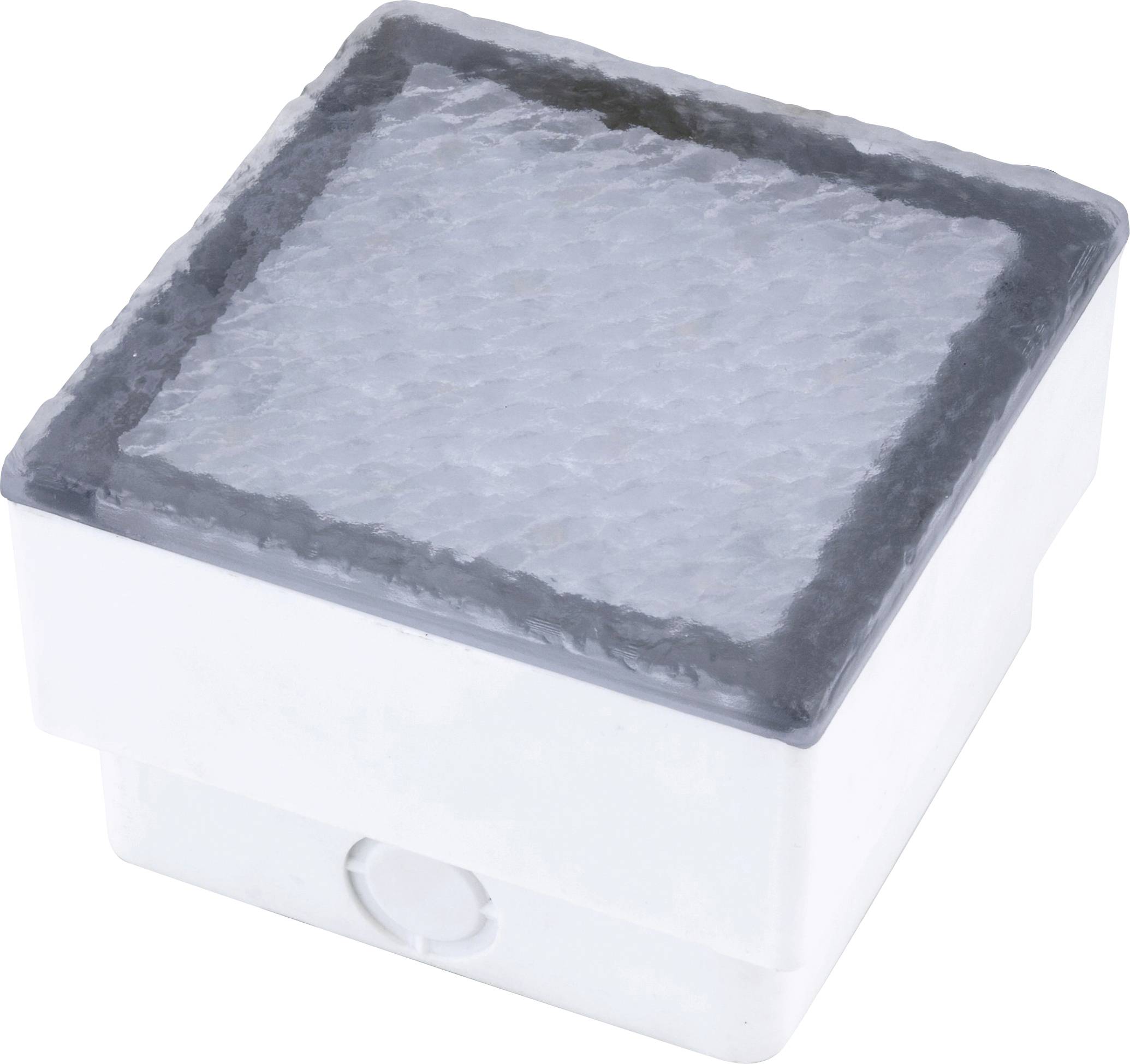 Ein quadratischer LED-Strahler mit weißem Gehäuse und matter Abdeckung. Geeignet für die Außenbeleuchtung.