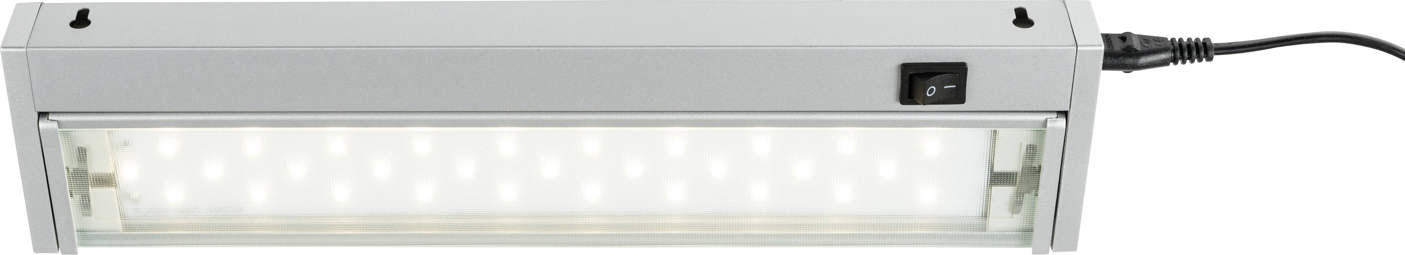 LED-Leuchte mit rechteckigem Gehäuse und Schalter; geeignet zur Montage unter Schränken.