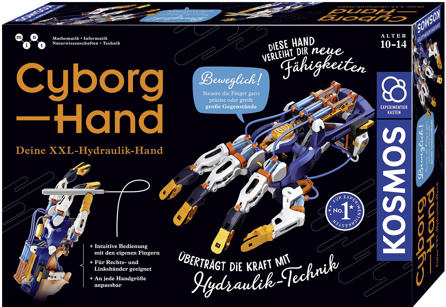 'Cyborg-Hand' Experimentierkasten für Kinder von 10-14 Jahren. Enthält Teile für den Bau einer hydraulischen Roboterhand.