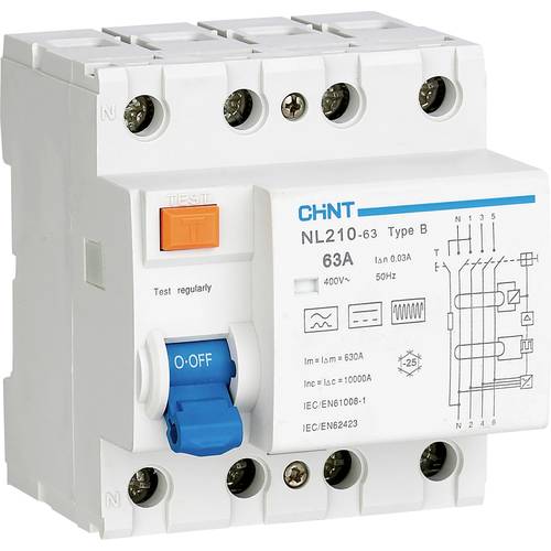 Thumbnail - Chint 782009 Fehlerstrom-Schutzschalter allstromsensitiver FI B/10 kA 3polig 40 A 0.3 A