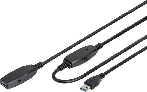Digitus USB-Kabel USB 3.2 Gen1 USB-A Stecker, USB-A Buchse 10.00 m Schwarz Geschirmt, doppelt geschirmt DA-73105