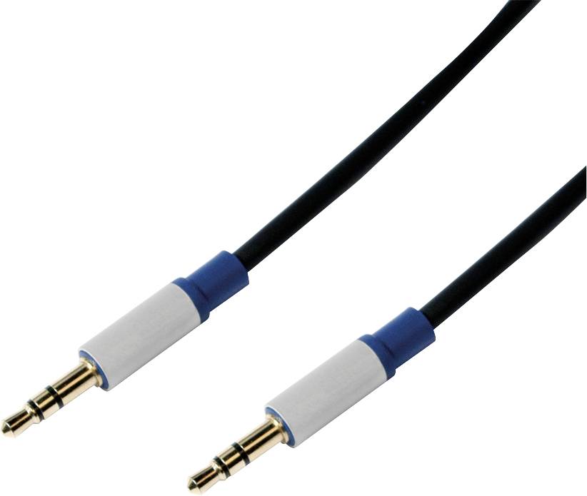 'Ein 3,5-mm-Audiokabel mit goldbeschichteten Steckern an beiden Enden für die Tonübertragung.'