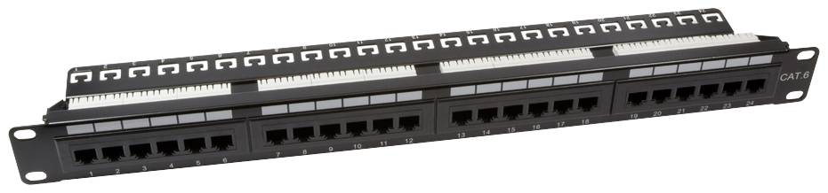 LOGILINK NP0004A Patchpanel CAT6 UTP 24 Port schwarz