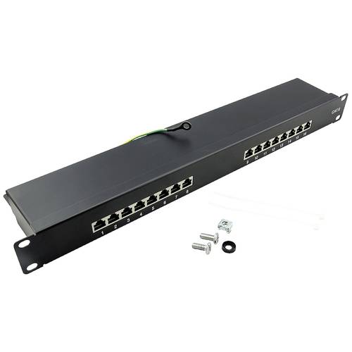 LogiLink NP0057 16 Port Patch-Panel 483 mm (19) CAT 6 1 HE Schwarz