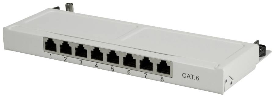 LOGILINK Cat.6A Mini Patchpanel, 8-Port, hellgrau