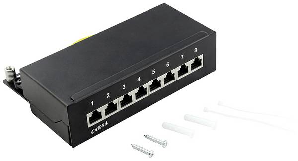 LogiLink NP0018B 8 Port Patch-Panel CAT 6a 1 HE Mehrfarbig