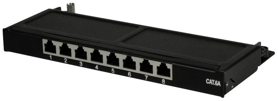 LOGILINK Cat.6A Mini Patchpanel, 8-Port, schwarz, 0,5 HE