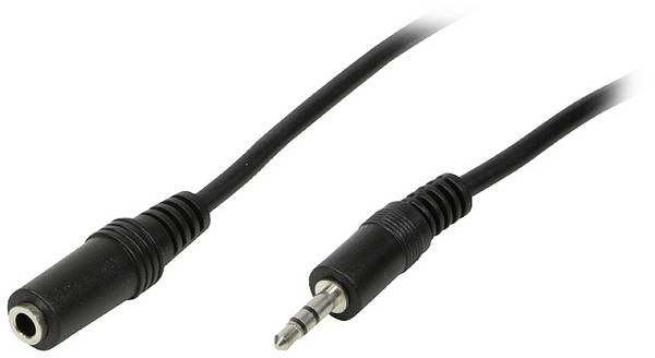 LogiLink CA1055 Klinke Audio Anschlusskabel [1x  - 1x ] 5.00 m Schwarz (matt) mit Verlängerungskabel