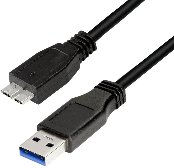 Zwei Kabelanschlüsse: oben Micro-USB, unten Standard-USB 3.0. Geeignet für Datenübertragung und Ladegeräte.