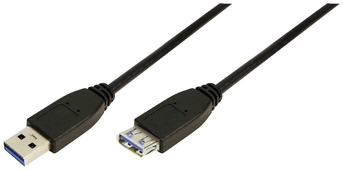 LogiLink USB-Kabel USB 3.2 Gen1 USB-A Stecker, USB-A Buchse 2.00 m Schwarz CU0042