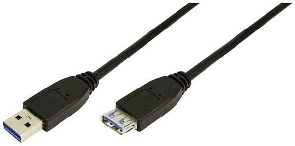 LogiLink USB-Kabel USB 3.2 Gen1 USB-A Stecker, USB-A Buchse 2.00 m Schwarz doppelt geschirmt CU0042