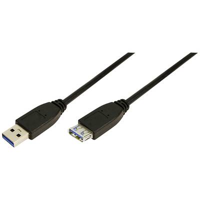 USB 3.0 Kabel mit Typ-A-Stecker und Typ-A-Buchse, schwarz.