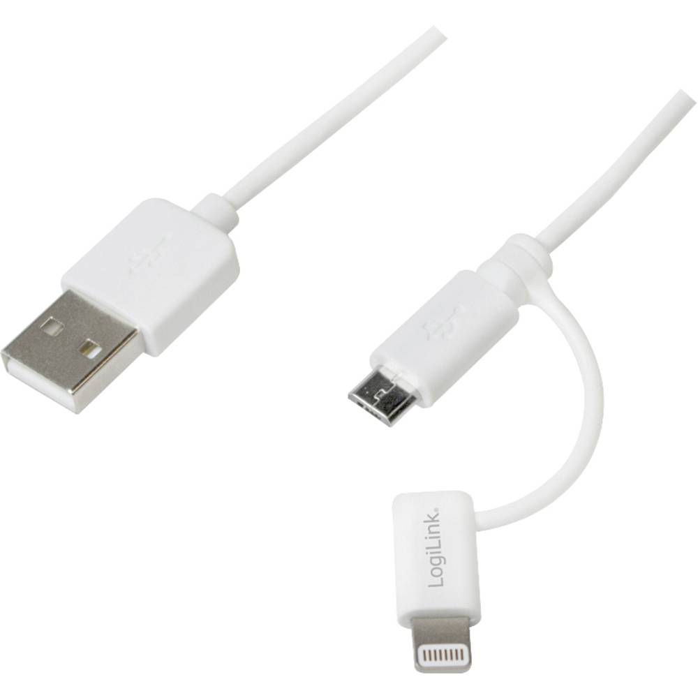 LogiLink CU0118 kabeladapter-verloopstukje USB A Apple Lightning-Micro-USB B Wit