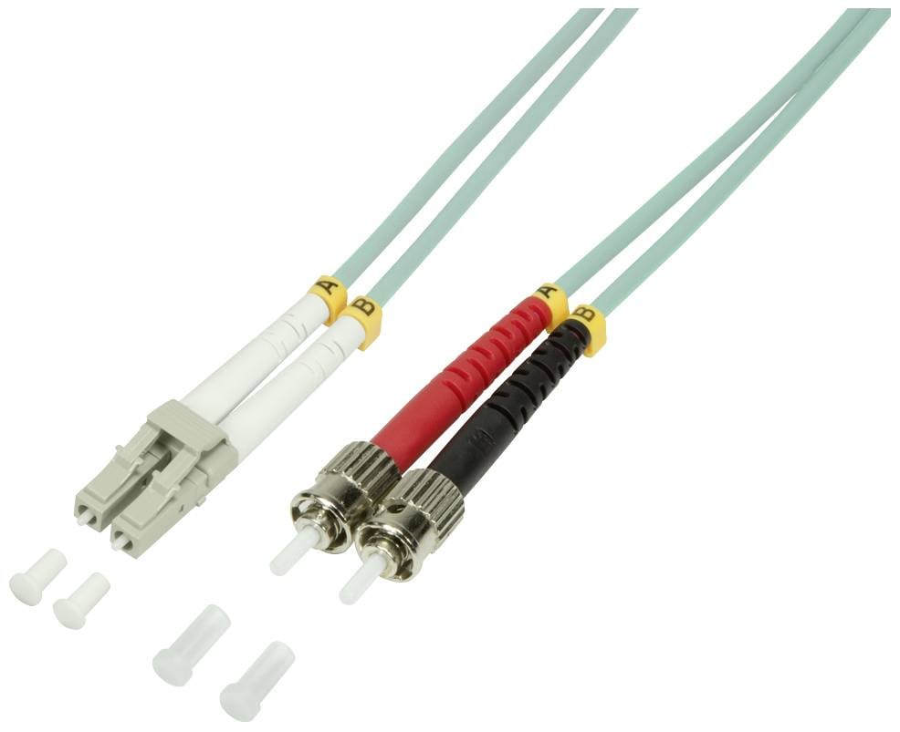 LogiLink FP3LT02 Glasfaser LWL Anschlusskabel 2.00 m Türkis [1x LC-Stecker - 1x ST-Stecker] 50/125 µ Multimode OM3