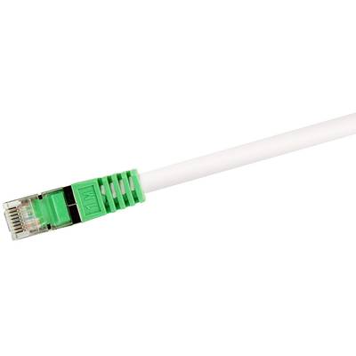 Grünes Ethernet-Kabel mit RJ45-Stecker auf weißem Hintergrund.