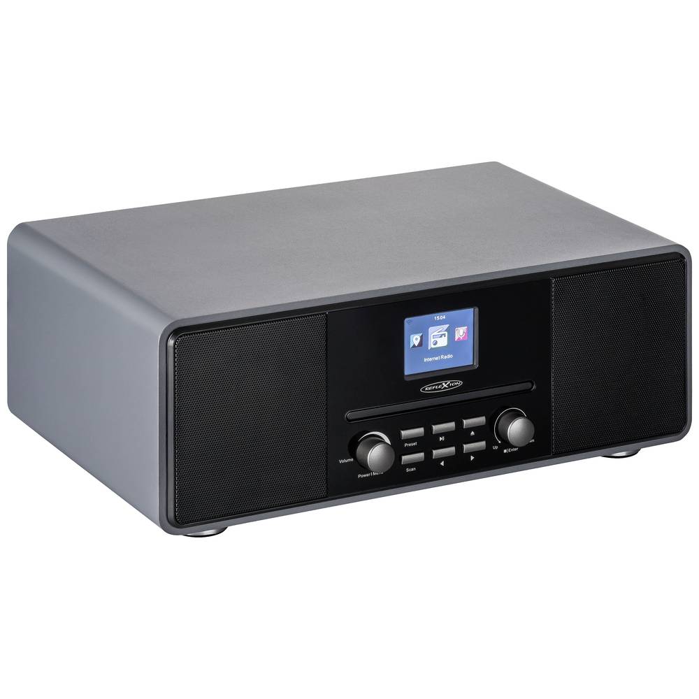 Reflexion HRA19INT-GR Internetradio met CD-speler DAB, DAB+, Internet, FM AUX, Bluetooth, CD, DAB+, 