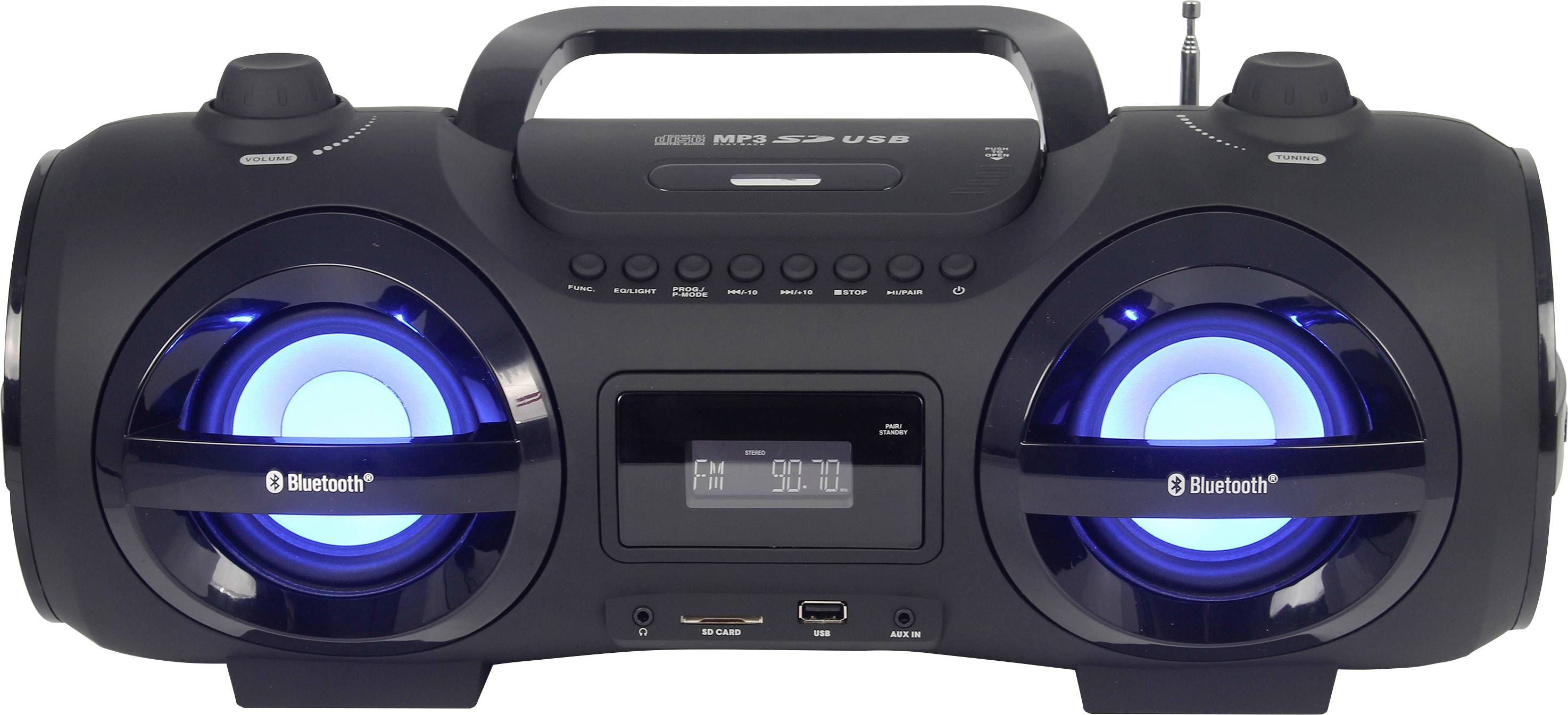 Reflexion CDR900BT Ghettoblaster UKW AUX, Bluetooth®, CD, SD, UKW, USB Schwarz-1